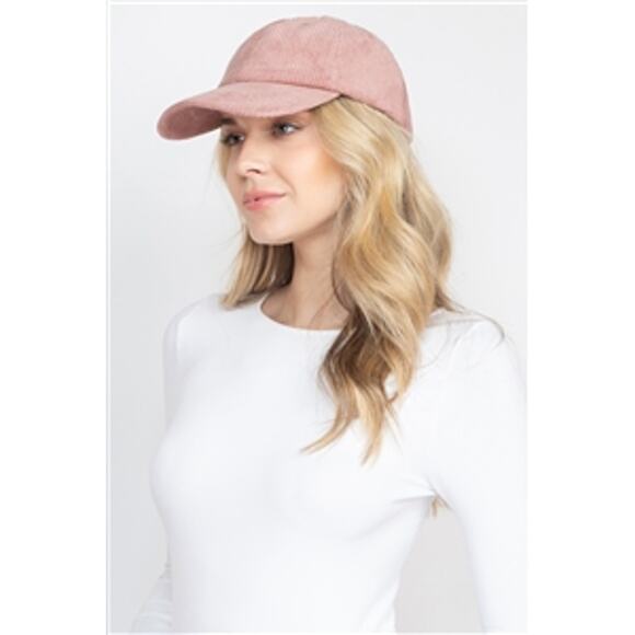 Blush Pink Textured Corduroy Ball Cap - Picture 1 of 5